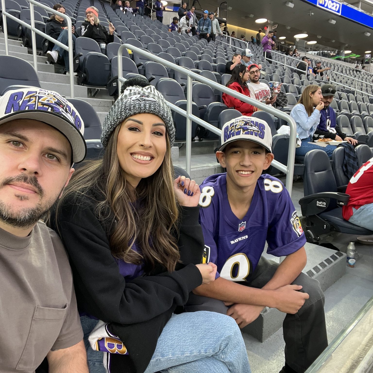 Rienne and her family at a Baltimore Ravens game.